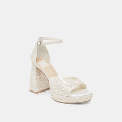 Dolce Vita SHOES | PANDRO PEARL WIDE HEELS TRUE WHITE SATIN
 – Dolce Vita