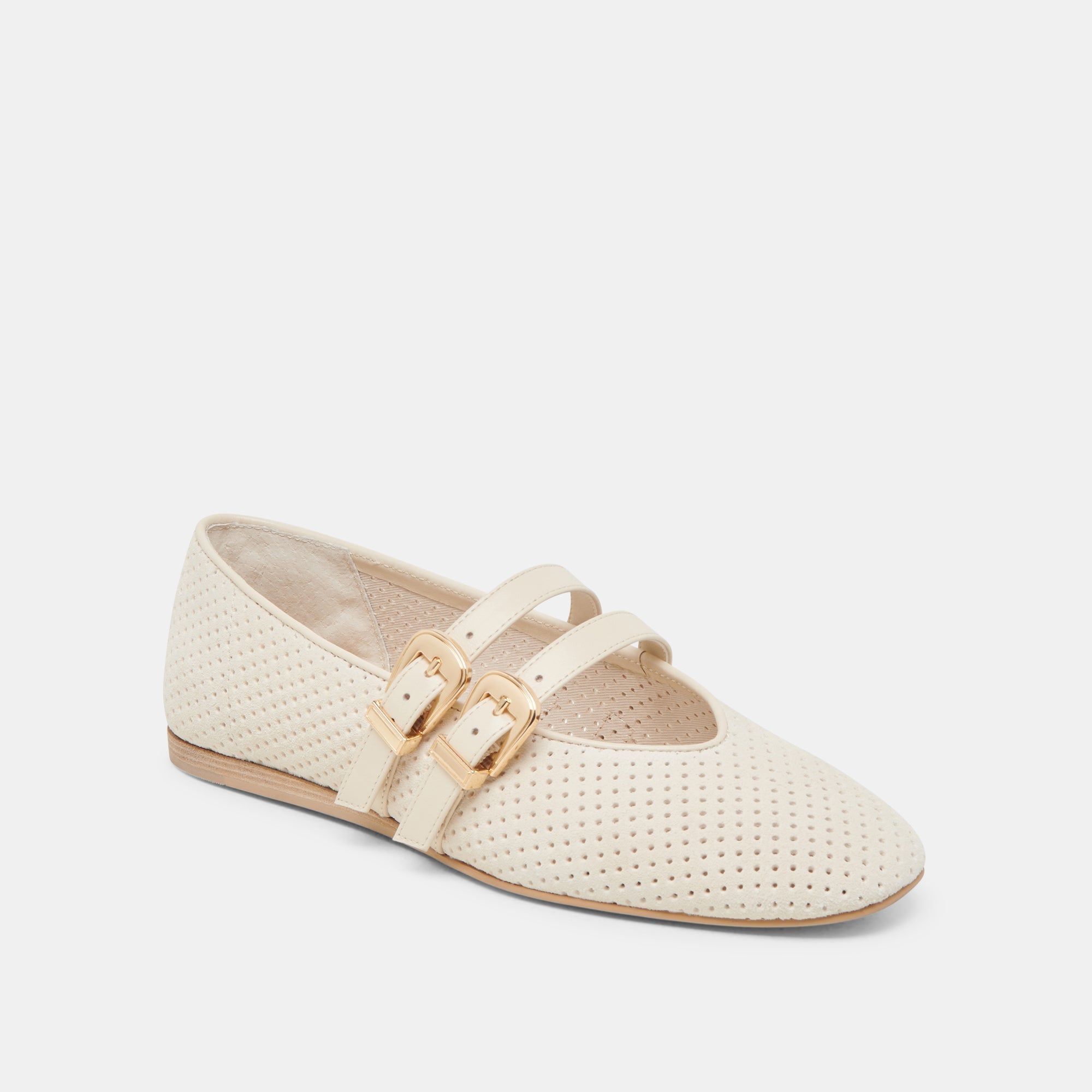 Dolce Vita SHOES | Baylee Wide Bone Perforated Suede Ballet Flats