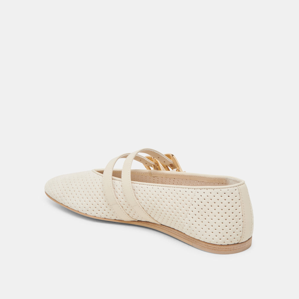 Dolce Vita SHOES | Baylee Wide Bone Perforated Suede Ballet Flats