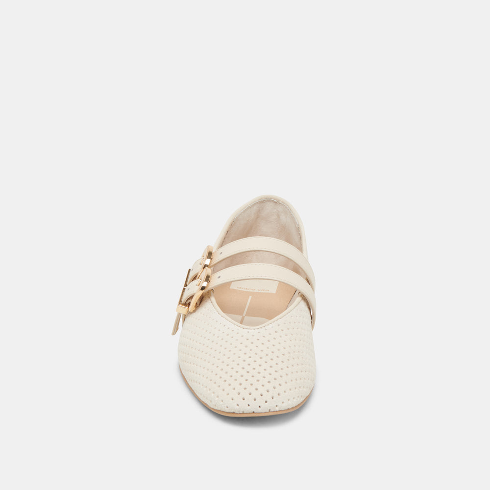 Dolce Vita SHOES | Baylee Wide Bone Perforated Suede Ballet Flats