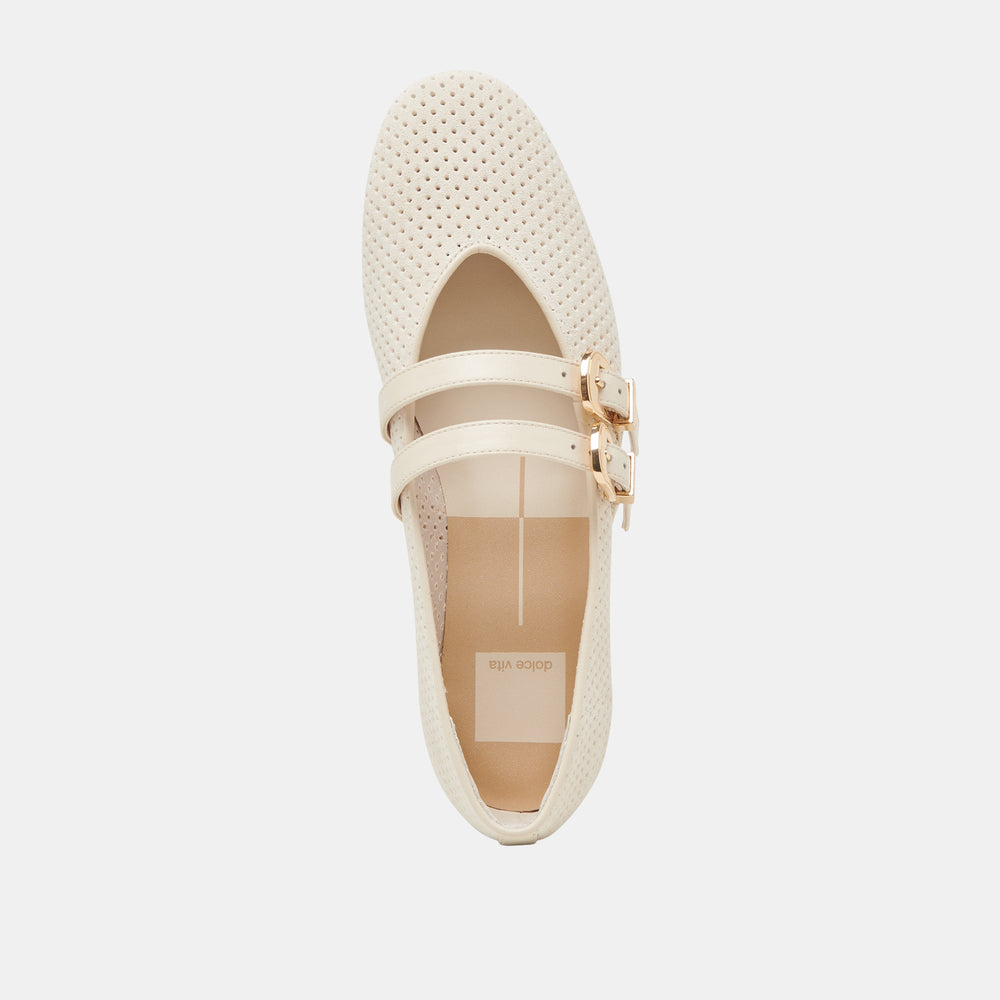 Dolce Vita SHOES | Baylee Wide Bone Perforated Suede Ballet Flats