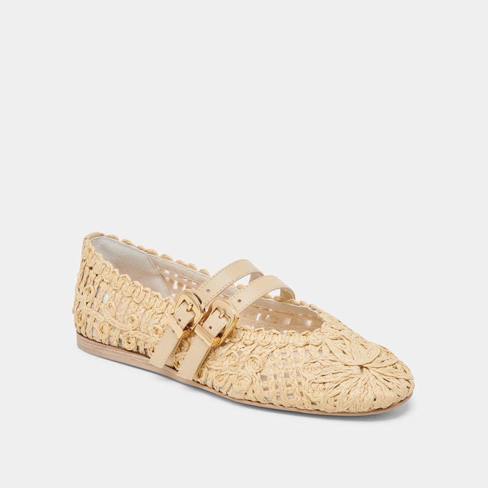 Dolce Vita SHOES | BAYLEE SUNFLOWER WIDE BALLET FLATS LT NATURAL MACRAME
 – Dolce Vita