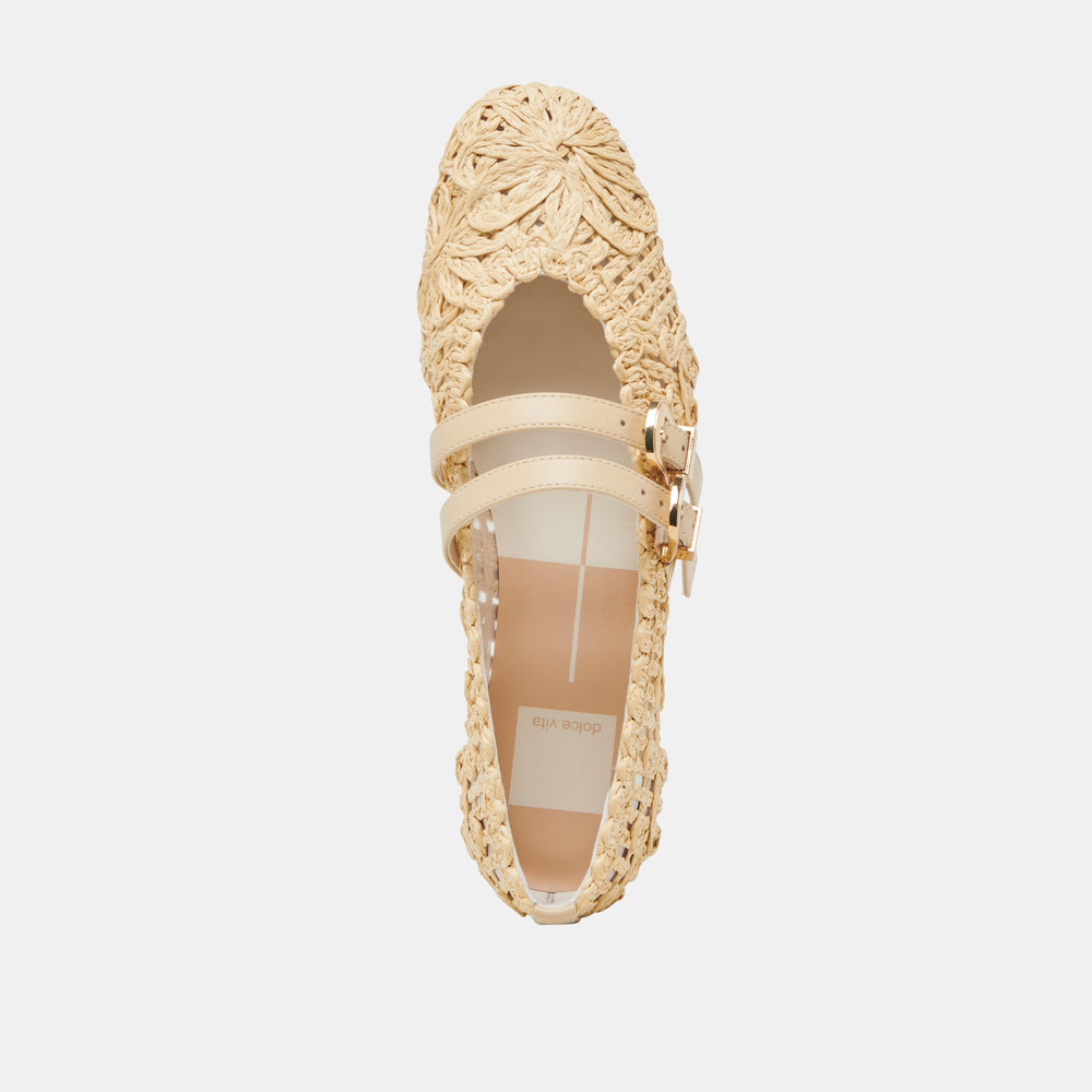 Dolce Vita SHOES | BAYLEE SUNFLOWER WIDE BALLET FLATS LT NATURAL MACRAME
 – Dolce Vita