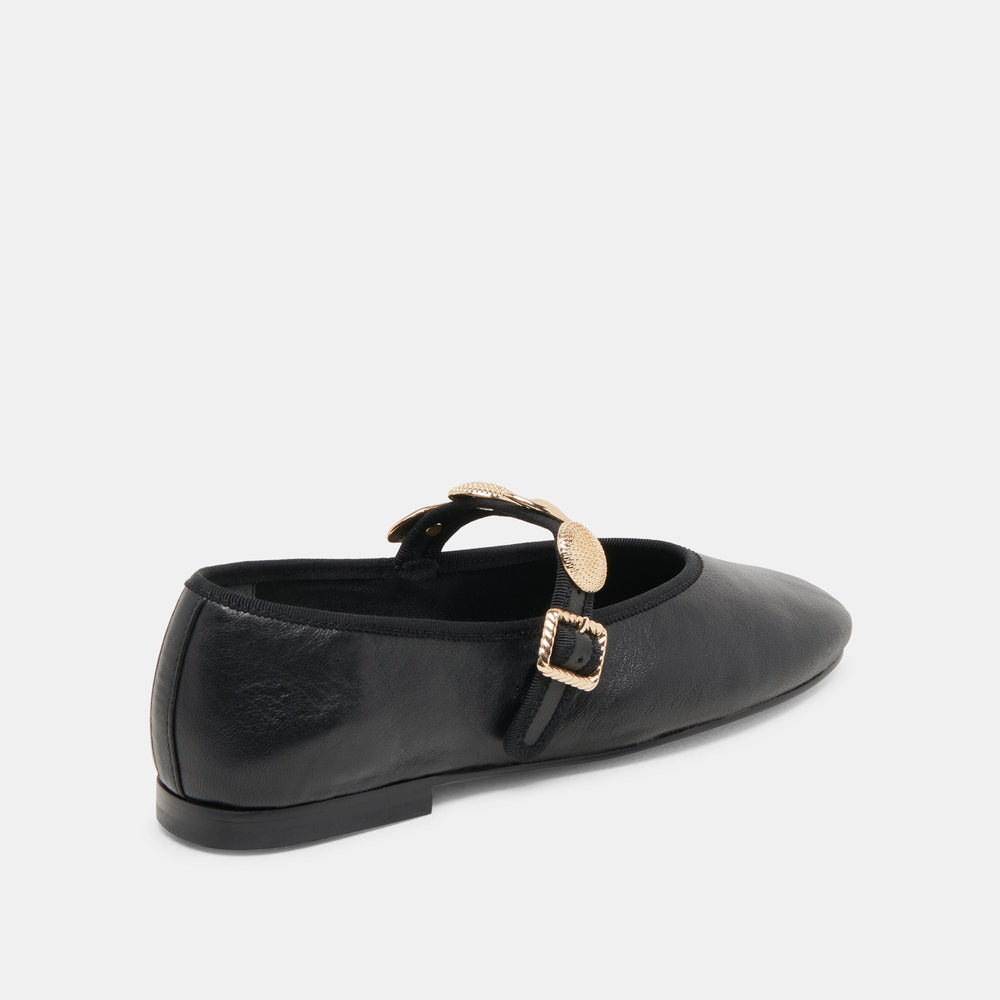 Dolce Vita SHOES | Relan Wide Black Leather Ballet Flats