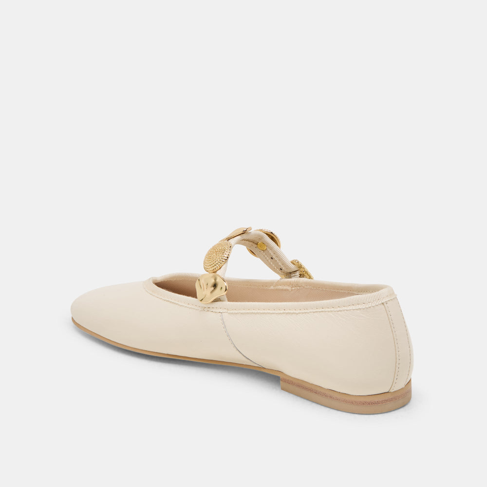 Dolce Vita SHOES | Relan Wide Off White Leather Ballet Flats