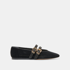 Dolce Vita SHOES | Baylee Wide Onyx Perforated Suede Ballet Flats