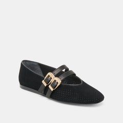 Dolce Vita SHOES | Baylee Wide Onyx Perforated Suede Ballet Flats