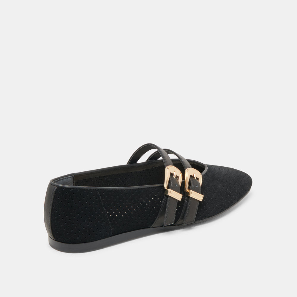 Dolce Vita SHOES | Baylee Wide Onyx Perforated Suede Ballet Flats