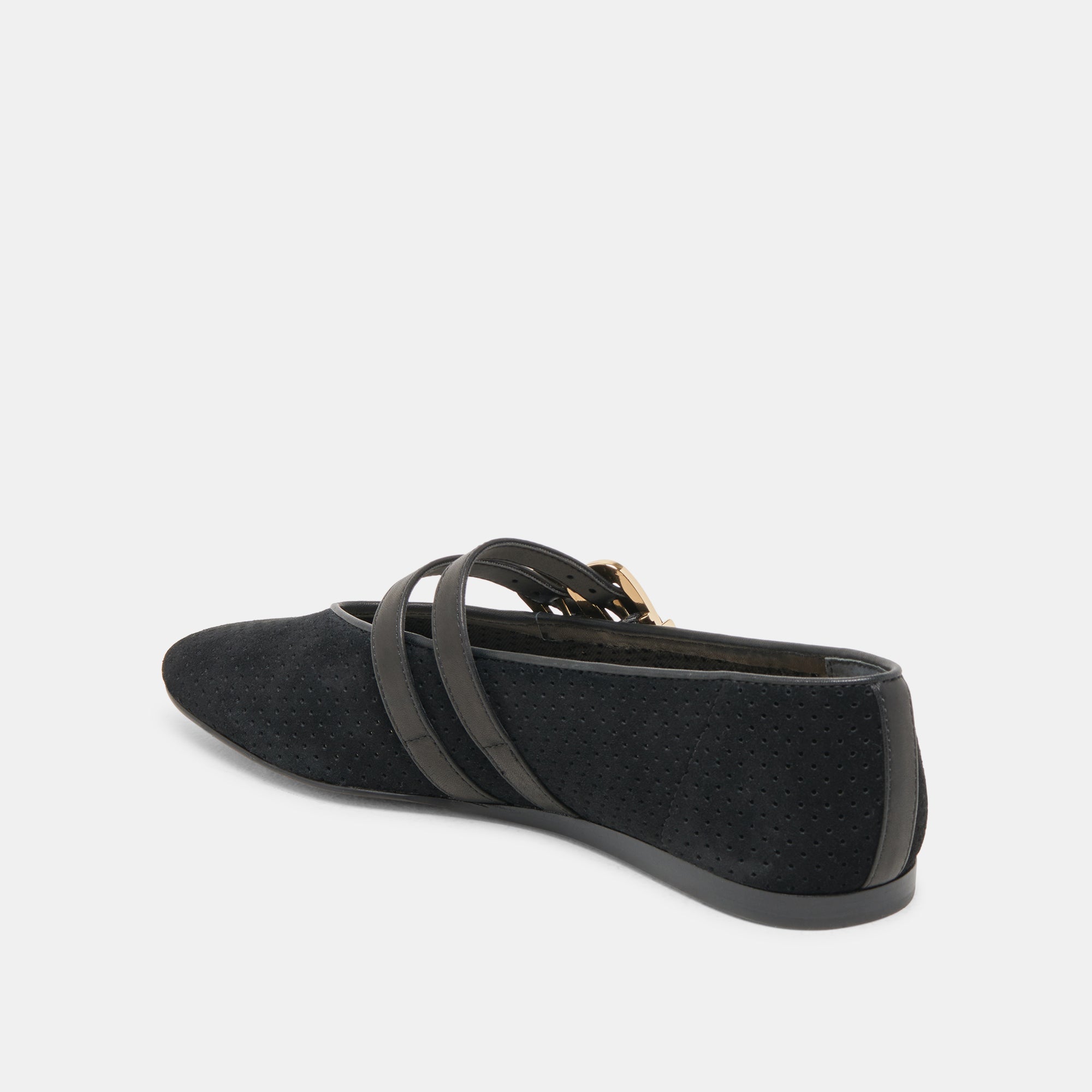 Dolce Vita SHOES | Baylee Wide Onyx Perforated Suede Ballet Flats