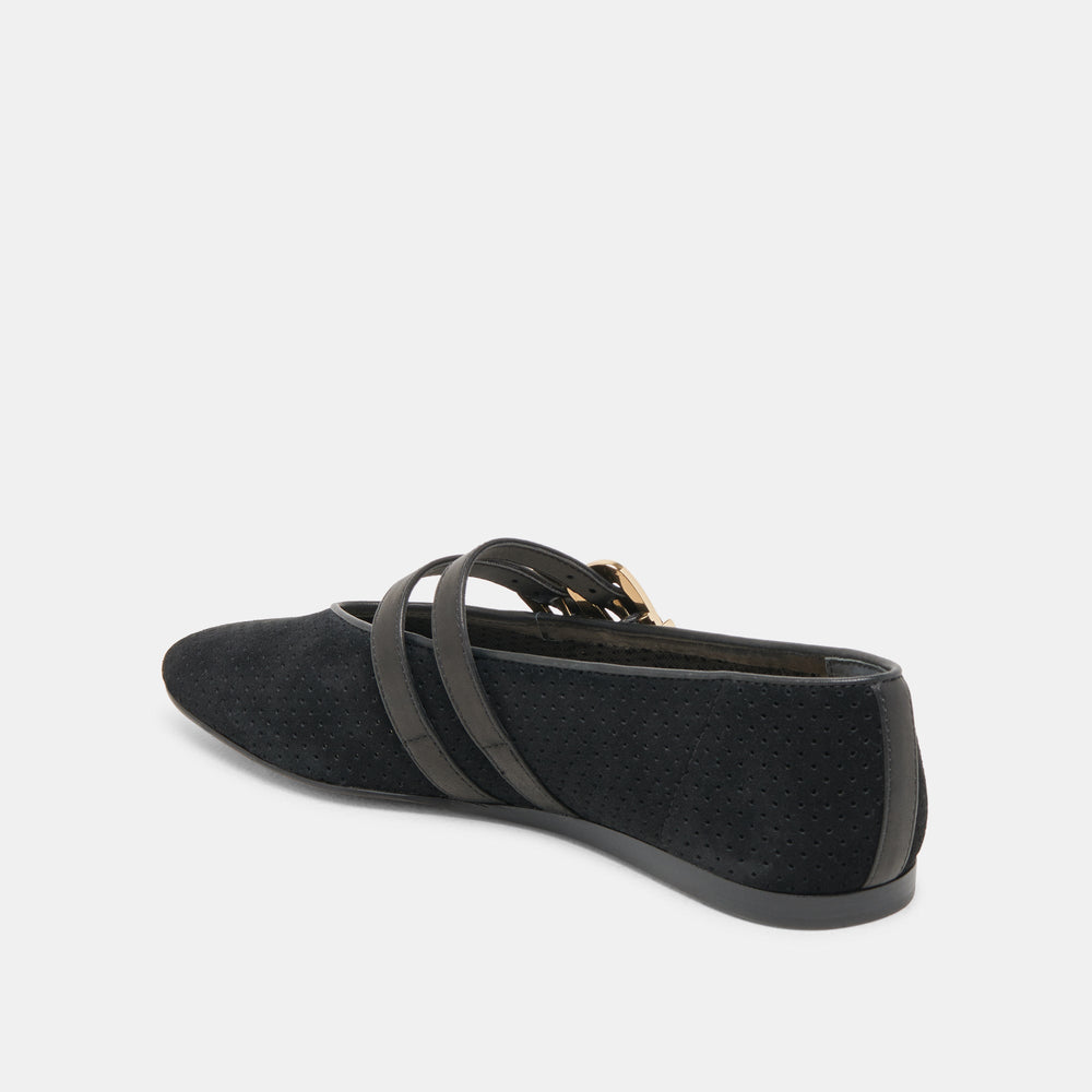 Dolce Vita SHOES | Baylee Wide Onyx Perforated Suede Ballet Flats