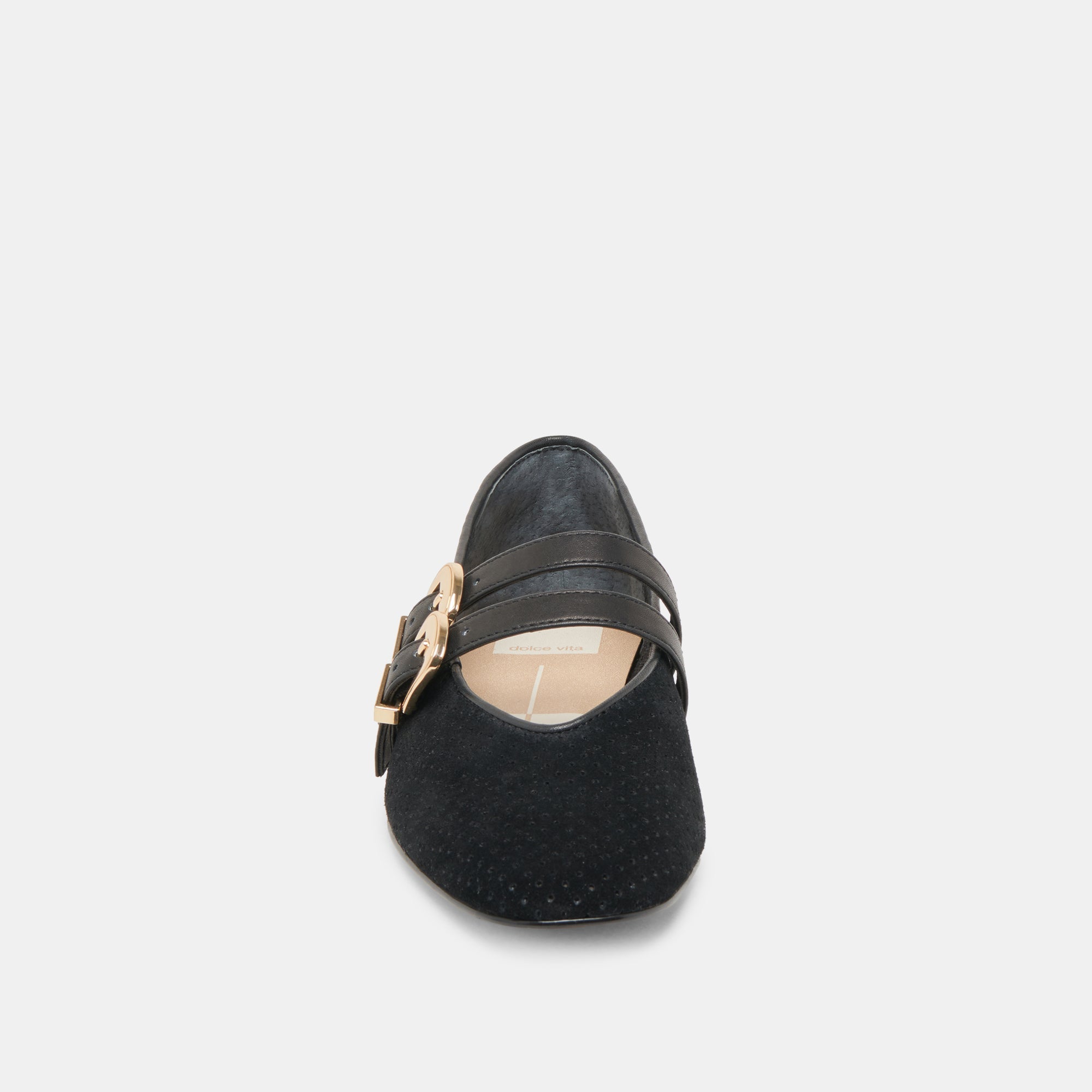 Dolce Vita SHOES | Baylee Wide Onyx Perforated Suede Ballet Flats