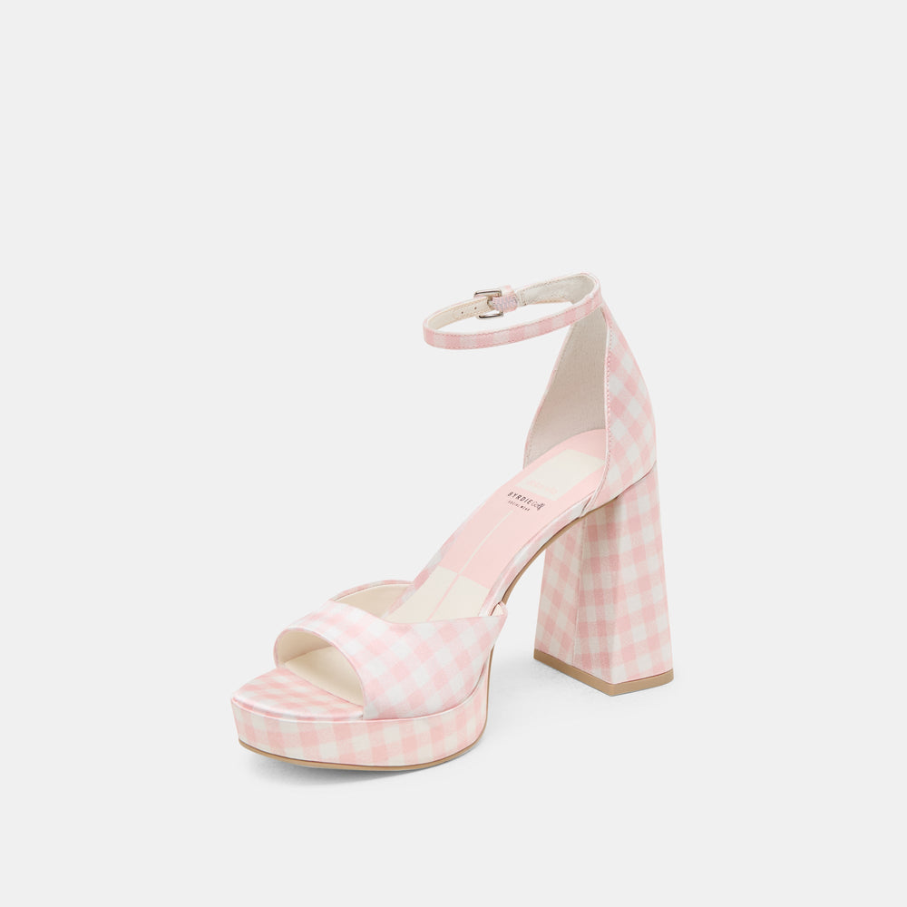 Dolce Vita SHOES | Pandro X Byrdie Golf Pink Plaid Gingham Wide Heels