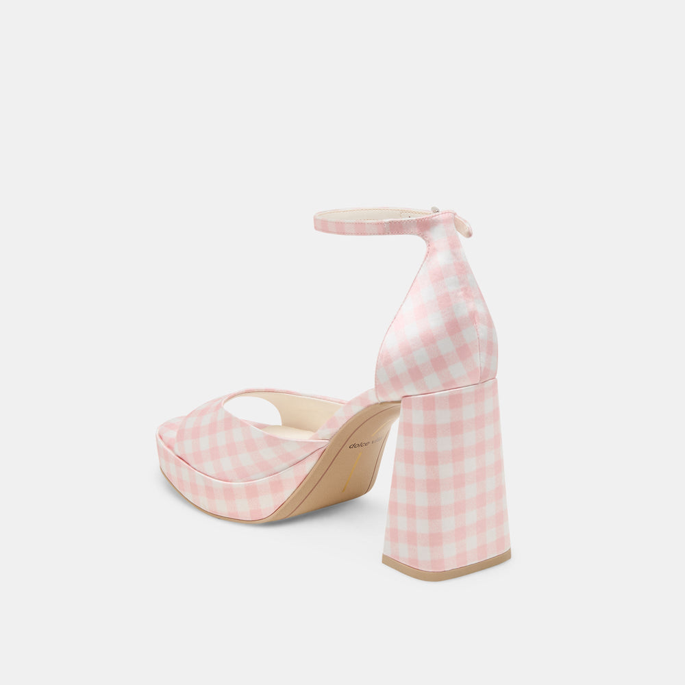 Dolce Vita SHOES | Pandro X Byrdie Golf Pink Plaid Gingham Wide Heels