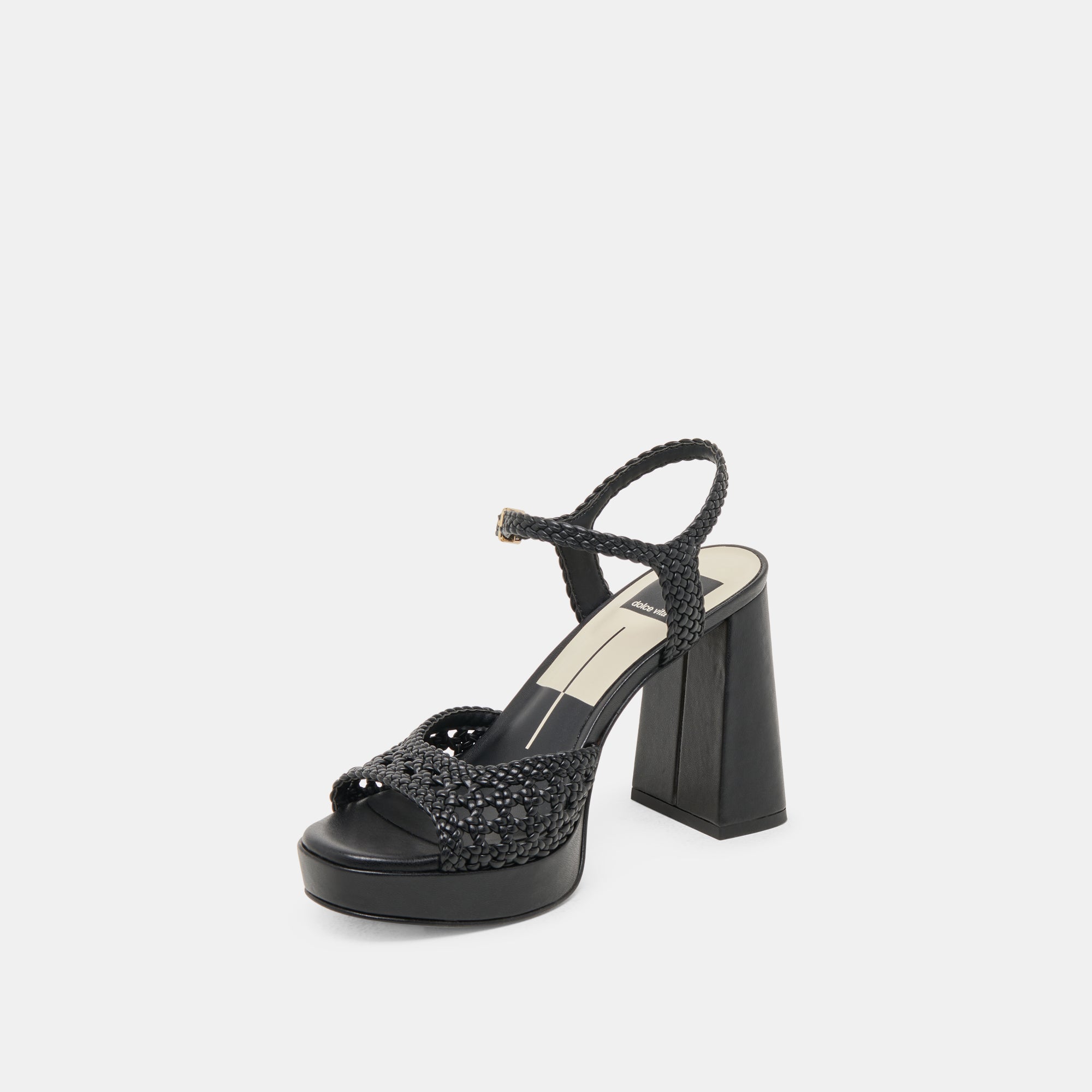 Dolce Vita SHOES | PEYTEN WIDE HEELS BLACK WOVEN STELLA
 – Dolce Vita