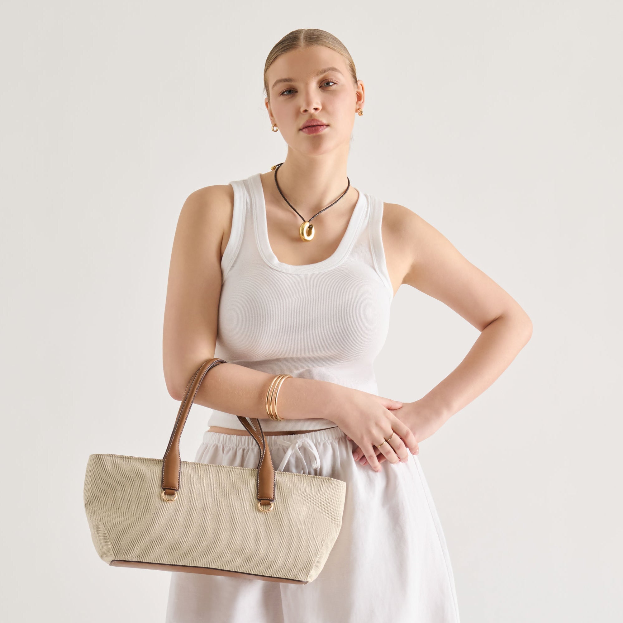 Dolce Vita HANDBAGS | CLARINA Natural Canvas Shoulder Bag