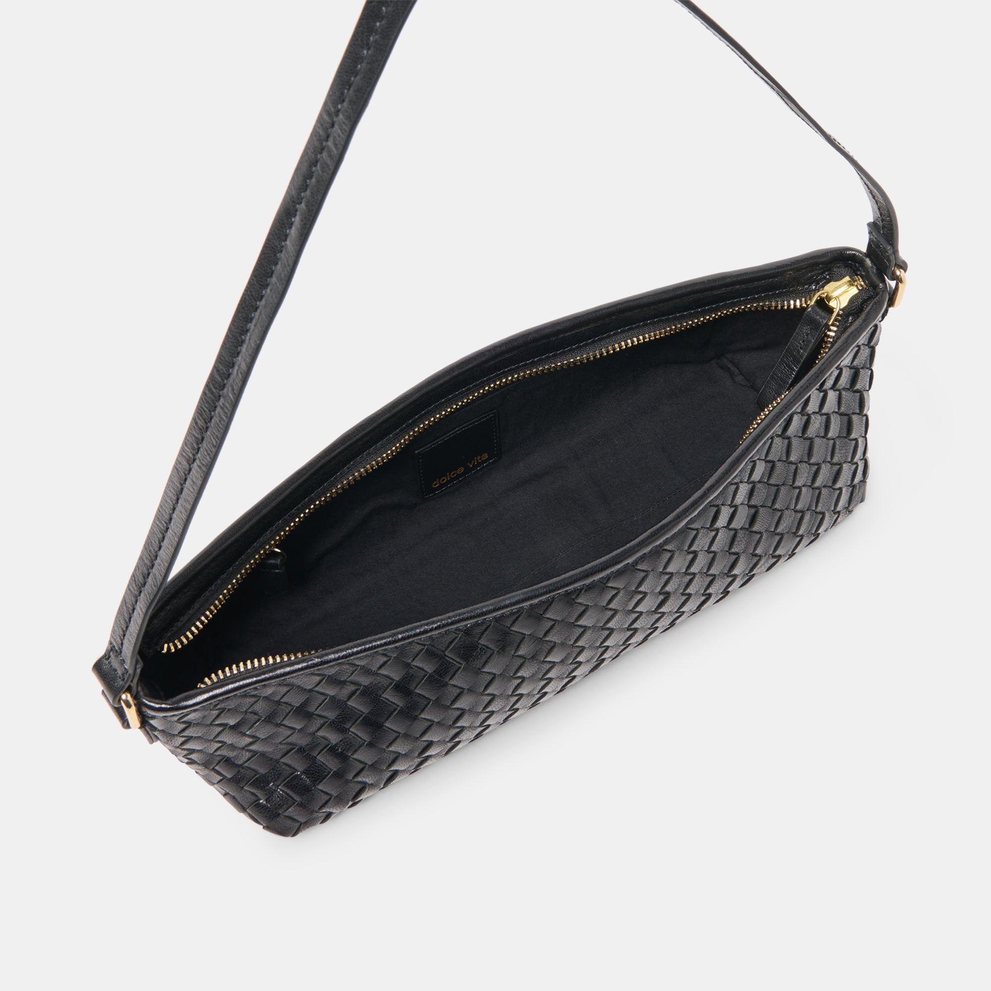 Dolce Vita HANDBAGS | Savaii Black Woven Leather Shoulder Bag