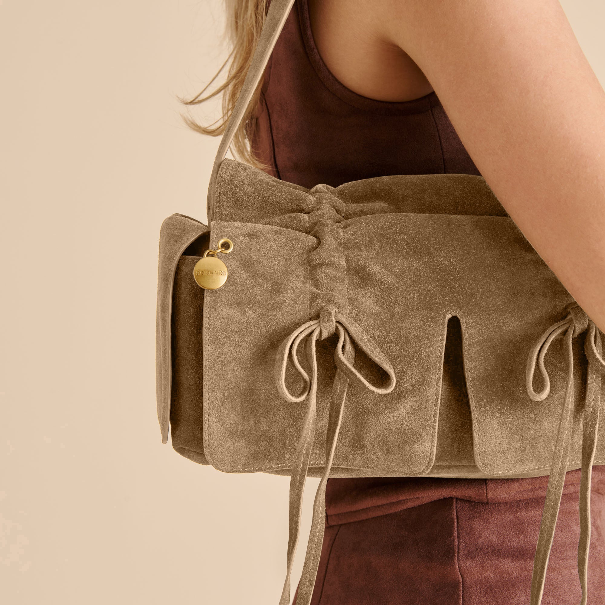 Dolce Vita HANDBAGS | Hudson Olive Suede Shoulder Bag