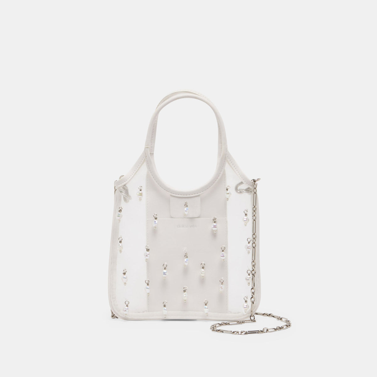 Dolce Vita HANDBAGS | SYLVENE PEARL White Mesh Removable Crossbody Handbag