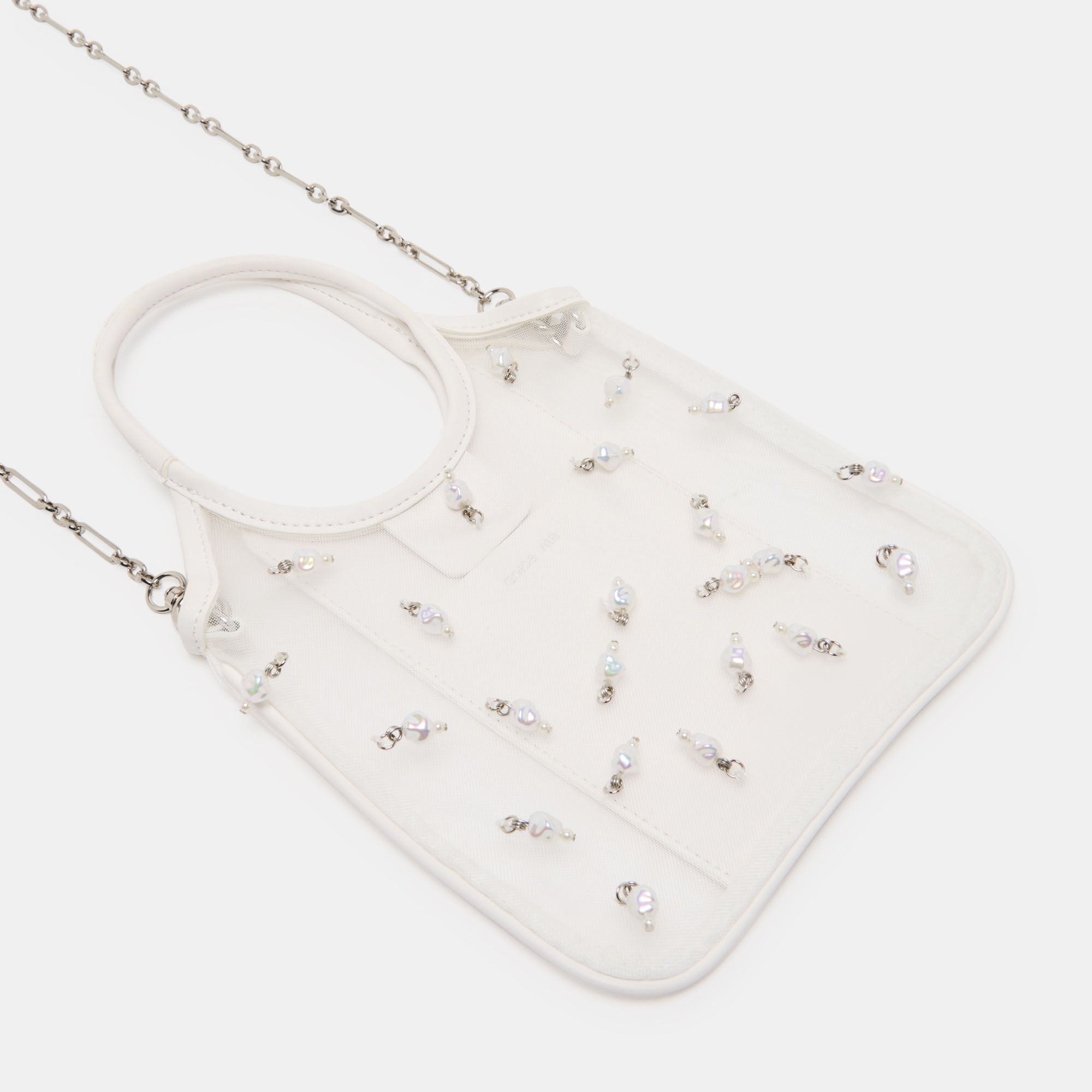 Dolce Vita HANDBAGS | SYLVENE PEARL White Mesh Removable Crossbody Handbag