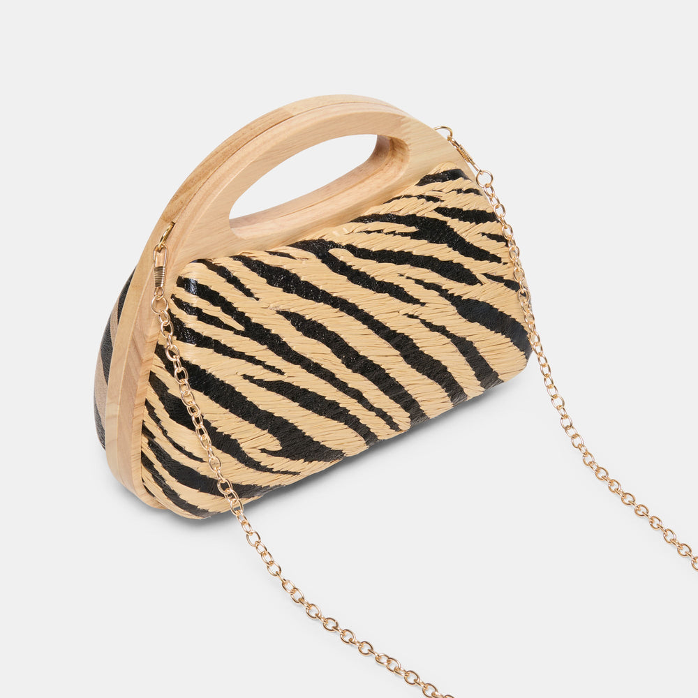 Dolce Vita HANDBAGS | Maelie Black Natural Zebra Raffia Handbag