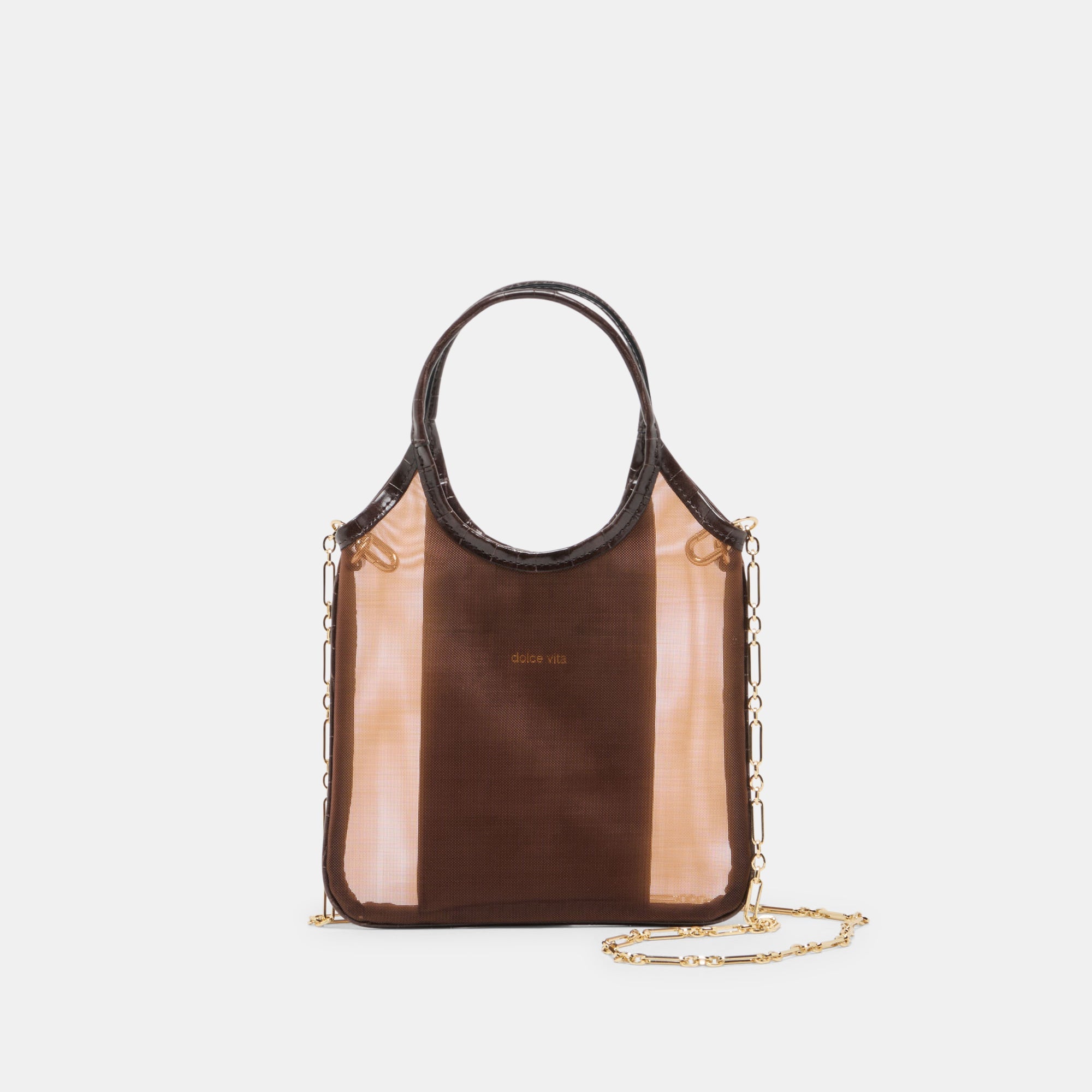 Dolce Vita HANDBAGS | SYLVENE Chocolate Mesh Removable Crossbody Handbag