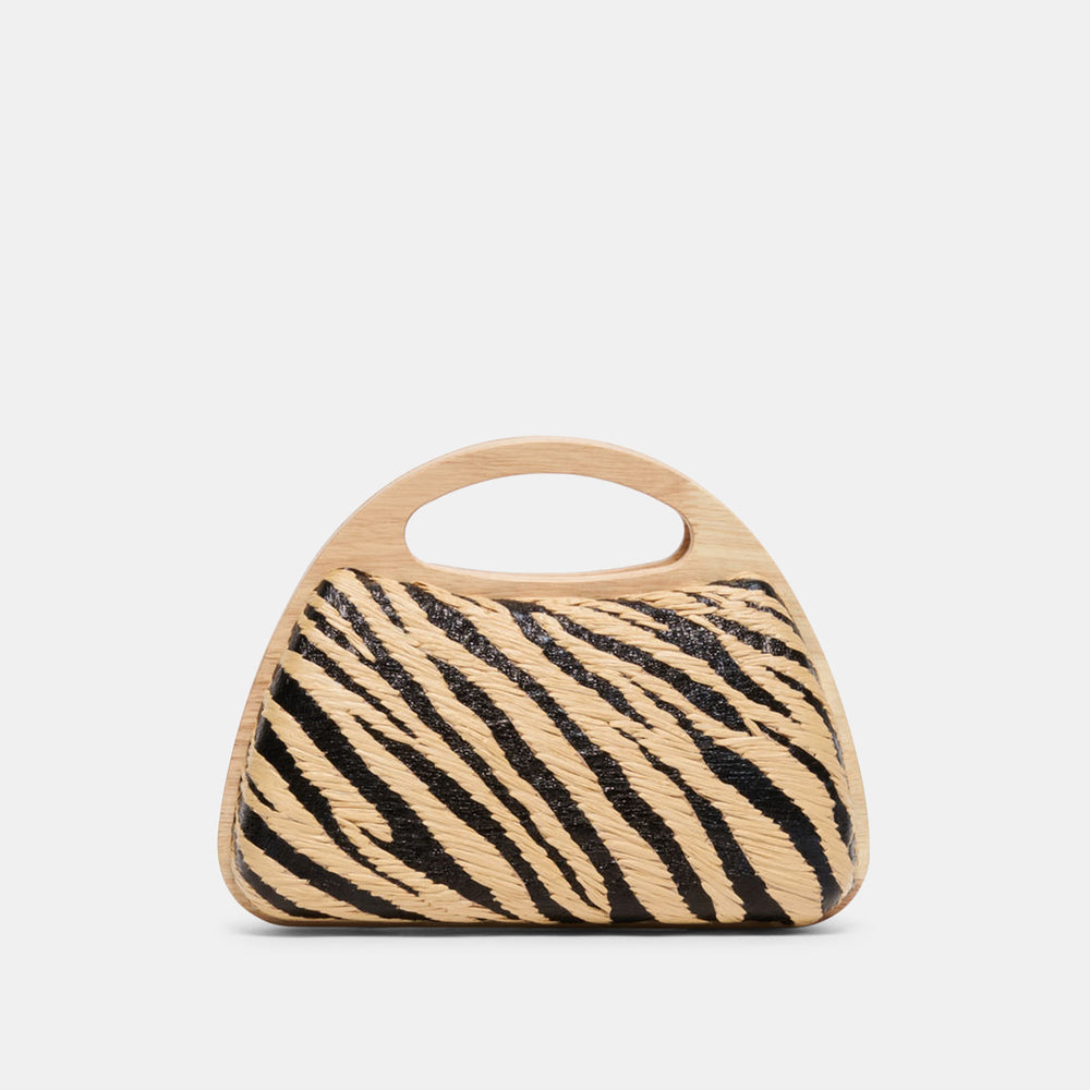 Dolce Vita HANDBAGS | Maelie Black Natural Zebra Raffia Handbag