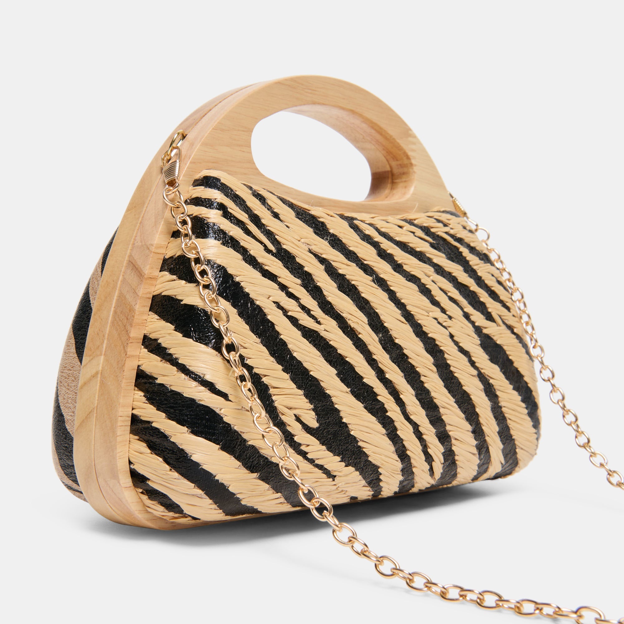 Dolce Vita HANDBAGS | Maelie Black Natural Zebra Raffia Handbag