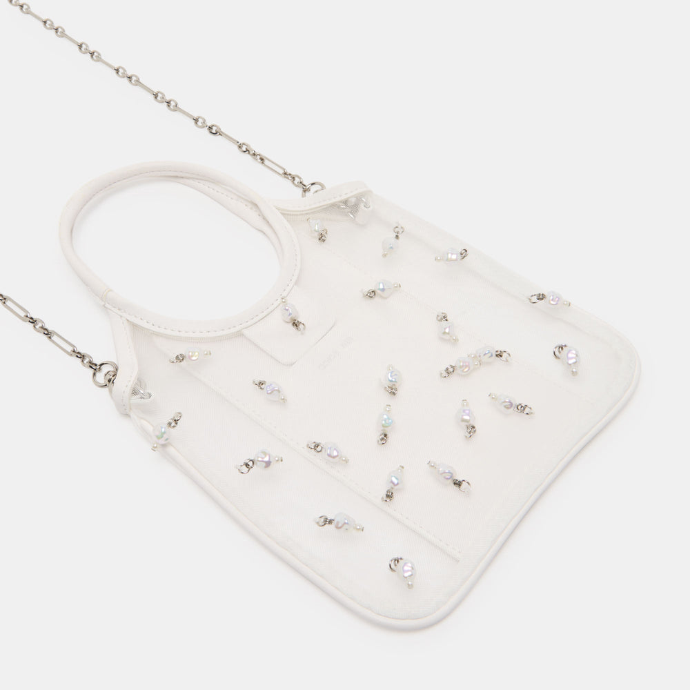 Dolce Vita HANDBAGS | SYLVENE PEARL White Mesh Removable Crossbody Handbag