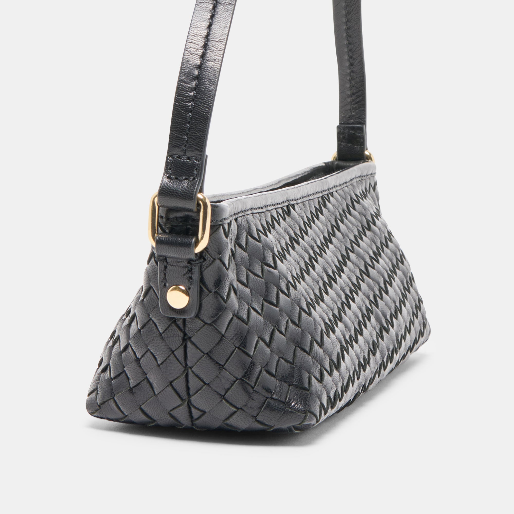 Dolce Vita HANDBAGS | Savaii Black Woven Leather Shoulder Bag