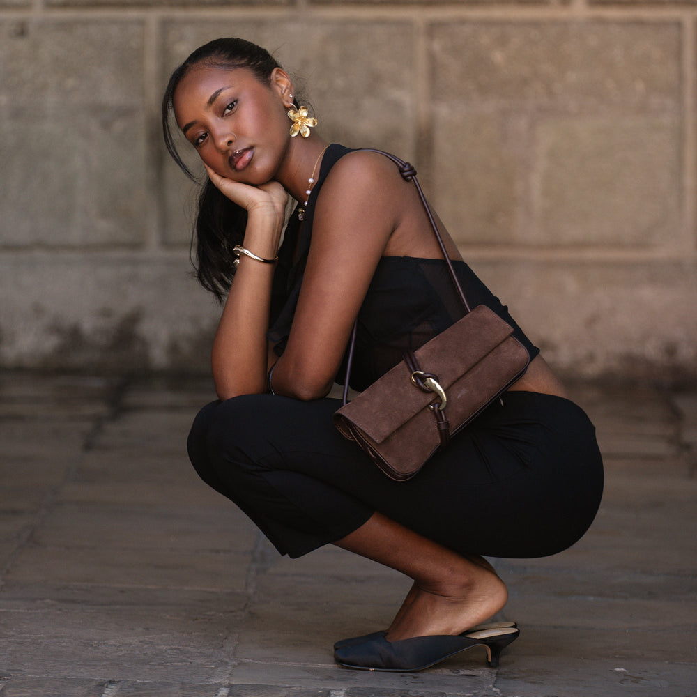 Dolce Vita HANDBAGS | Alice Chocolate Suede Shoulder Bag