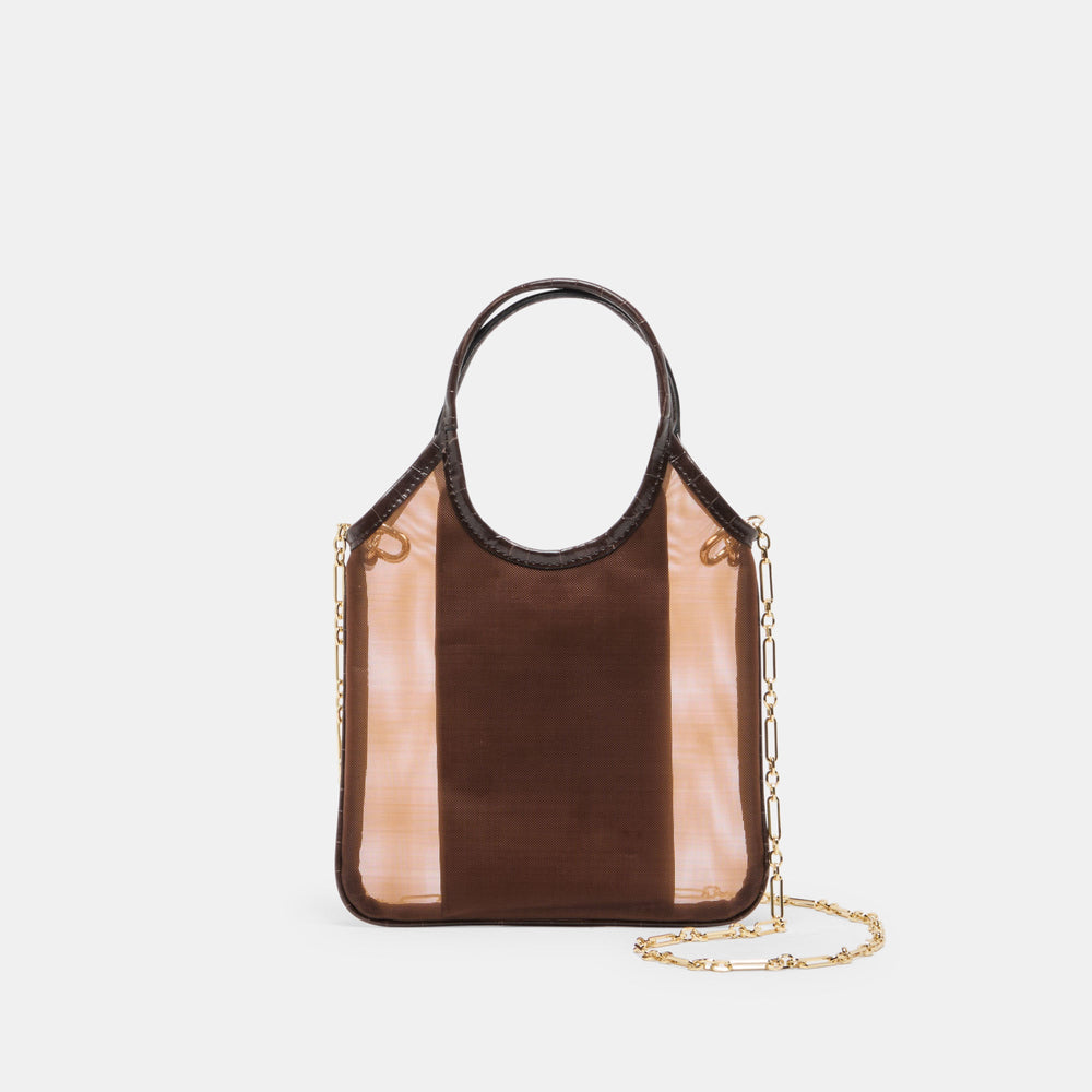 Dolce Vita HANDBAGS | SYLVENE Chocolate Mesh Removable Crossbody Handbag