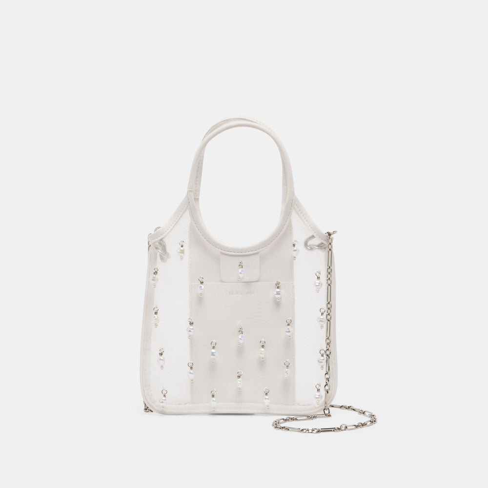 Dolce Vita HANDBAGS | SYLVENE PEARL White Mesh Removable Crossbody Handbag
