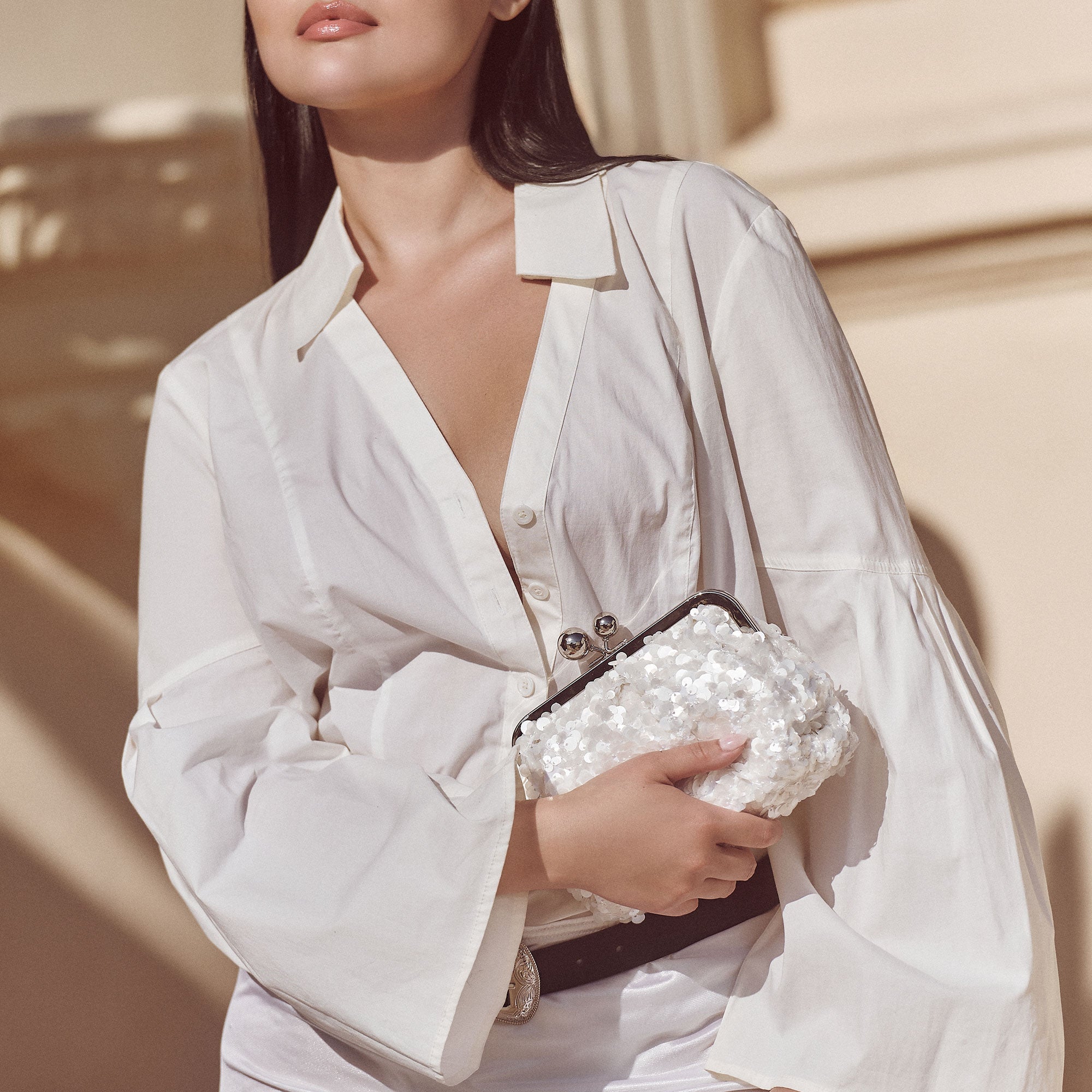 Dolce Vita HANDBAGS | Kendall White Sequin Clutch