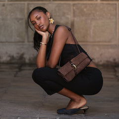 Dolce Vita HANDBAGS | Alice Chocolate Suede Shoulder Bag