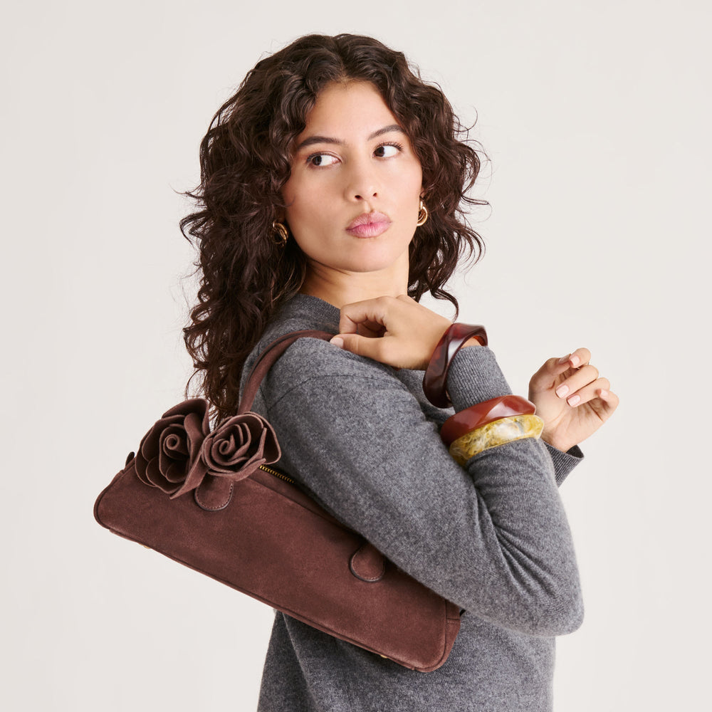 Dolce Vita HANDBAGS | Boracay Chocolate Suede Shoulder Bag