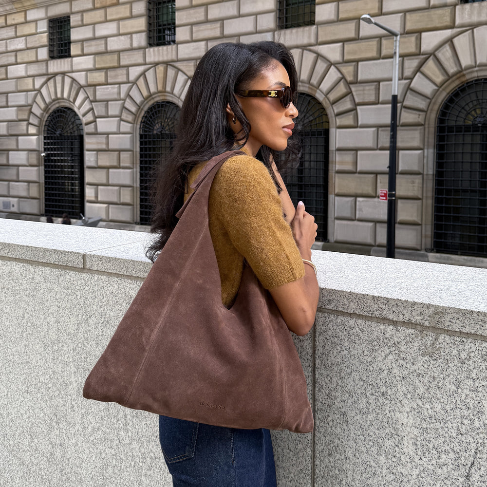 Dolce Vita HANDBAGS | Marie Chocolate Suede Tote