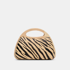 Dolce Vita HANDBAGS | Maelie Black Natural Zebra Raffia Handbag