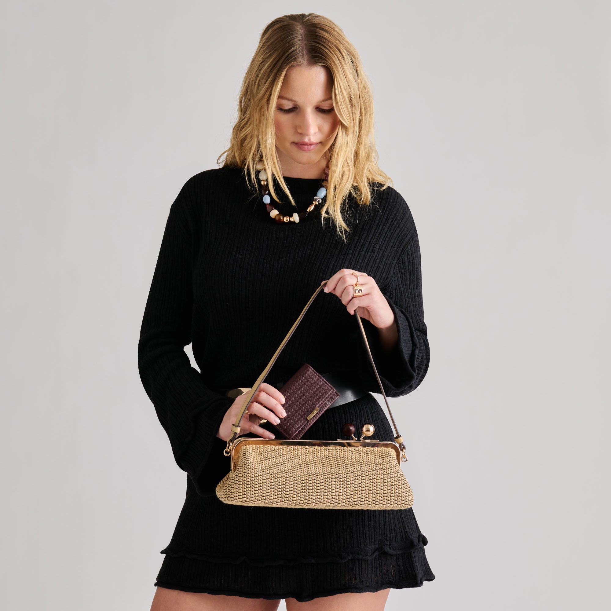 Dolce Vita ACCESSORIES | Ambriaa Natural Raffia Shoulder Bag