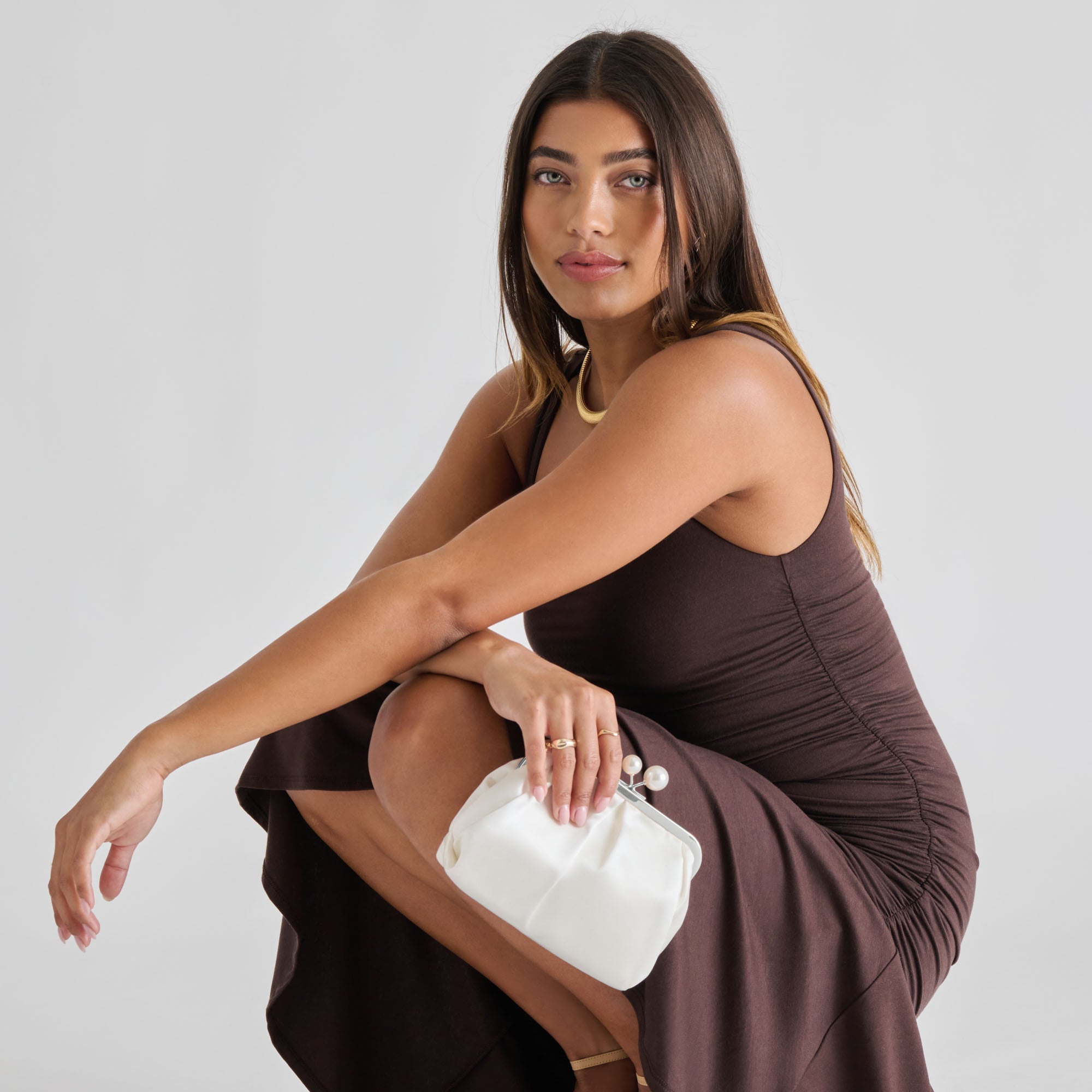 Dolce Vita ACCESSORIES | Kendall White Satin Clutch