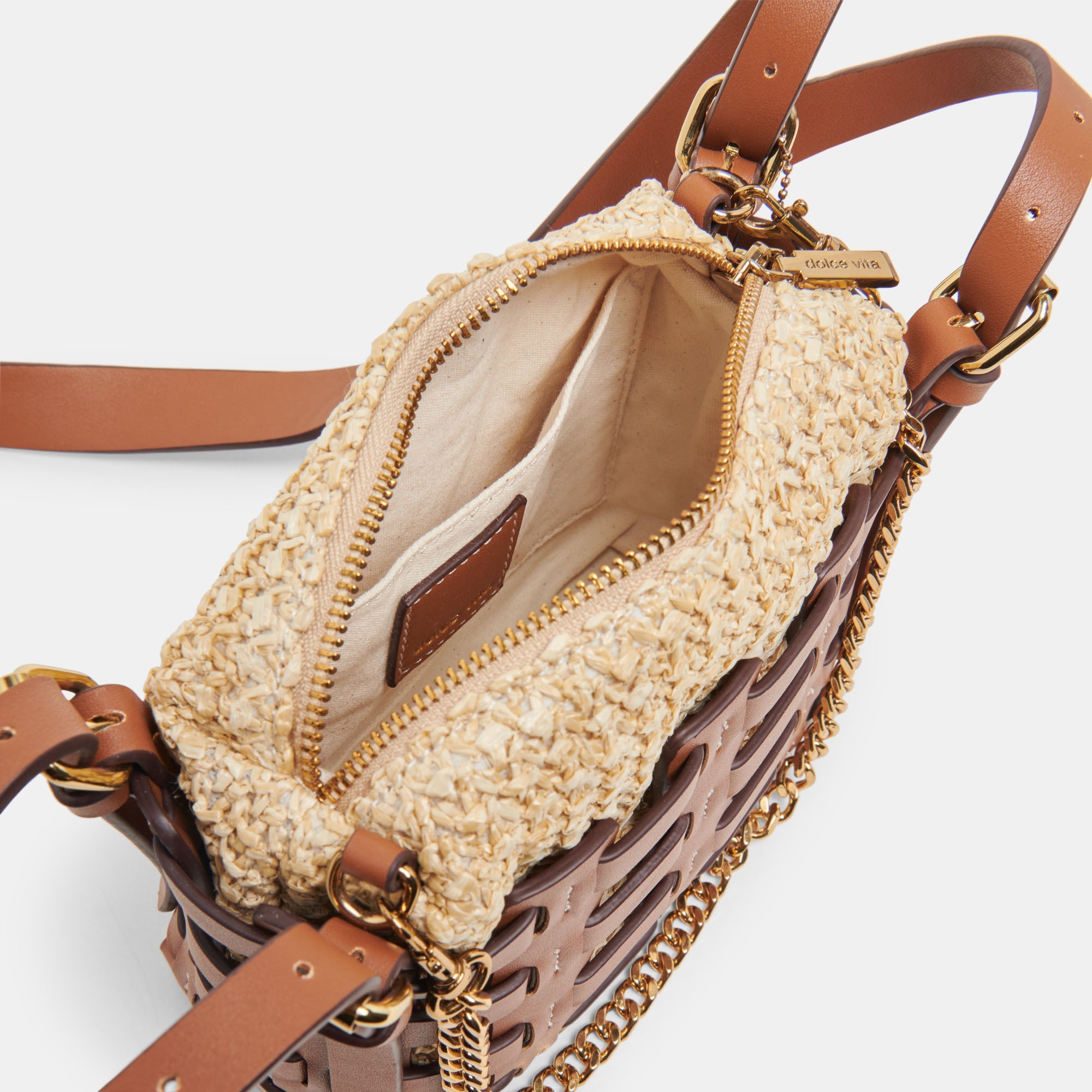 Dolce Vita ACCESSORIES | CASSIS CROSSBODY SADDLE NATURAL RAFFIA
 – Dolce Vita