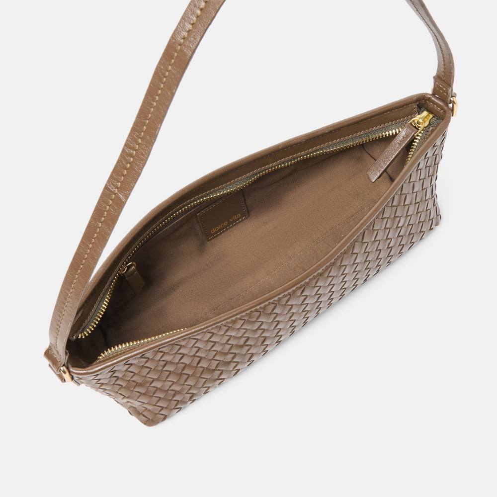 Dolce Vita ACCESSORIES | Savaii Brown Woven Leather Shoulder Bag