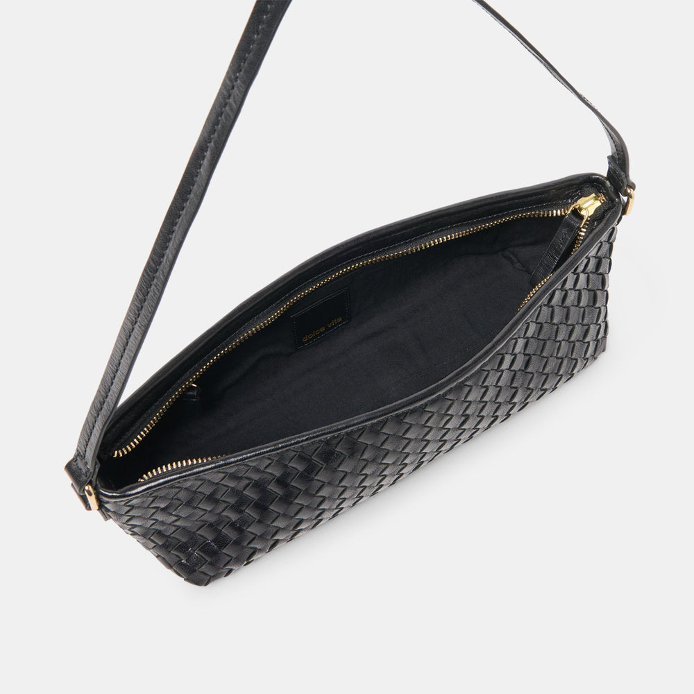Dolce Vita ACCESSORIES | Savaii Black Woven Leather Shoulder Bag