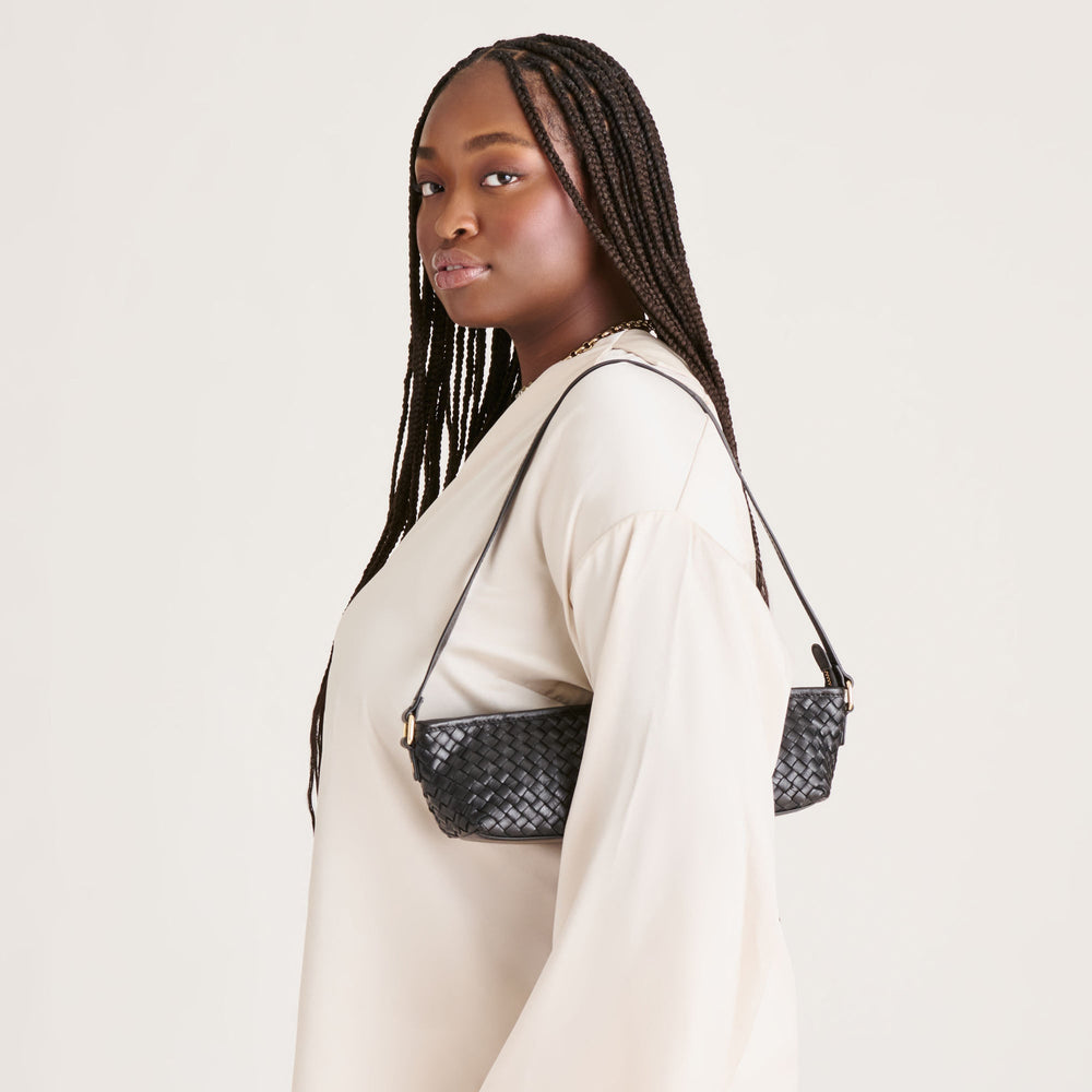 Dolce Vita ACCESSORIES | Savaii Black Woven Leather Shoulder Bag