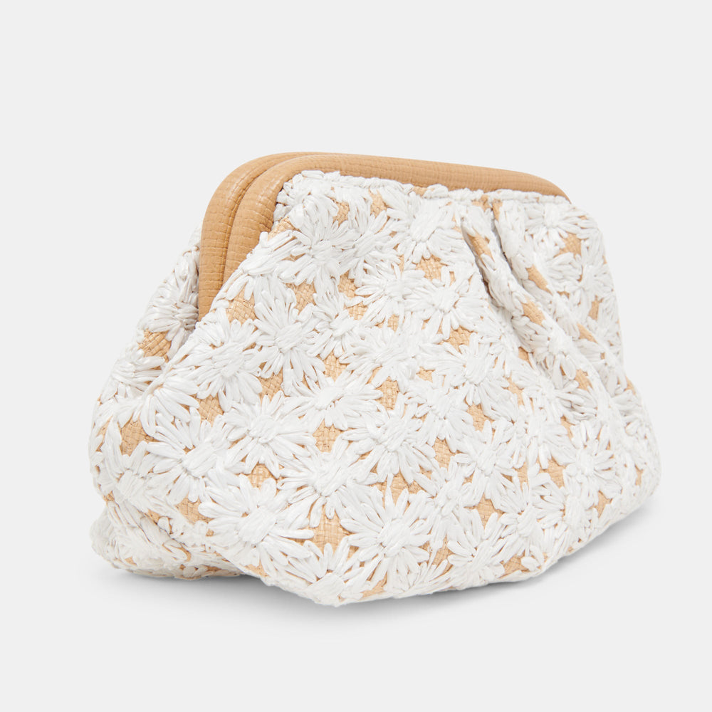 Dolce Vita ACCESSORIES | FIORE CLUTCH EMBROIDERED NATURAL RAFFIA
 – Dolce Vita