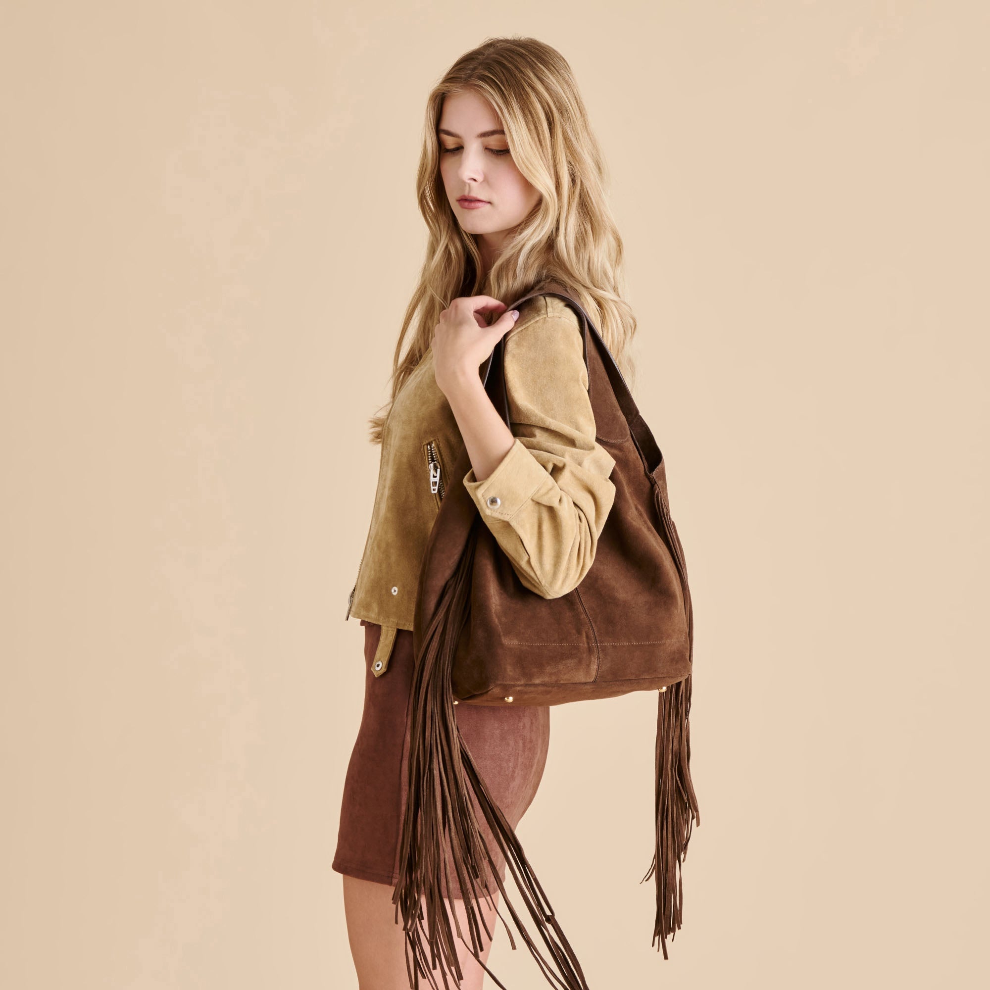 Dolce Vita ACCESSORIES | Nakoma Chocolate Suede Shoulder Bag