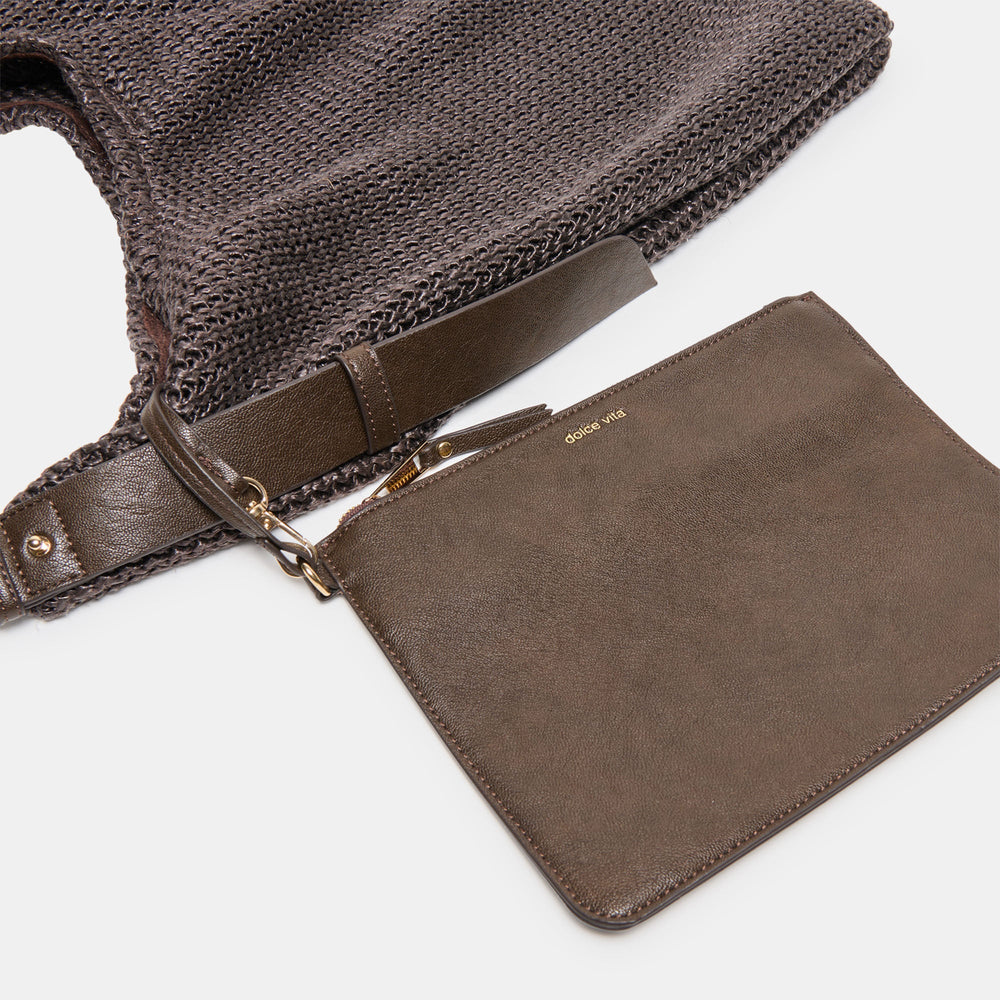 Dolce Vita ACCESSORIES | Miriel Chocolate Raffia Tote