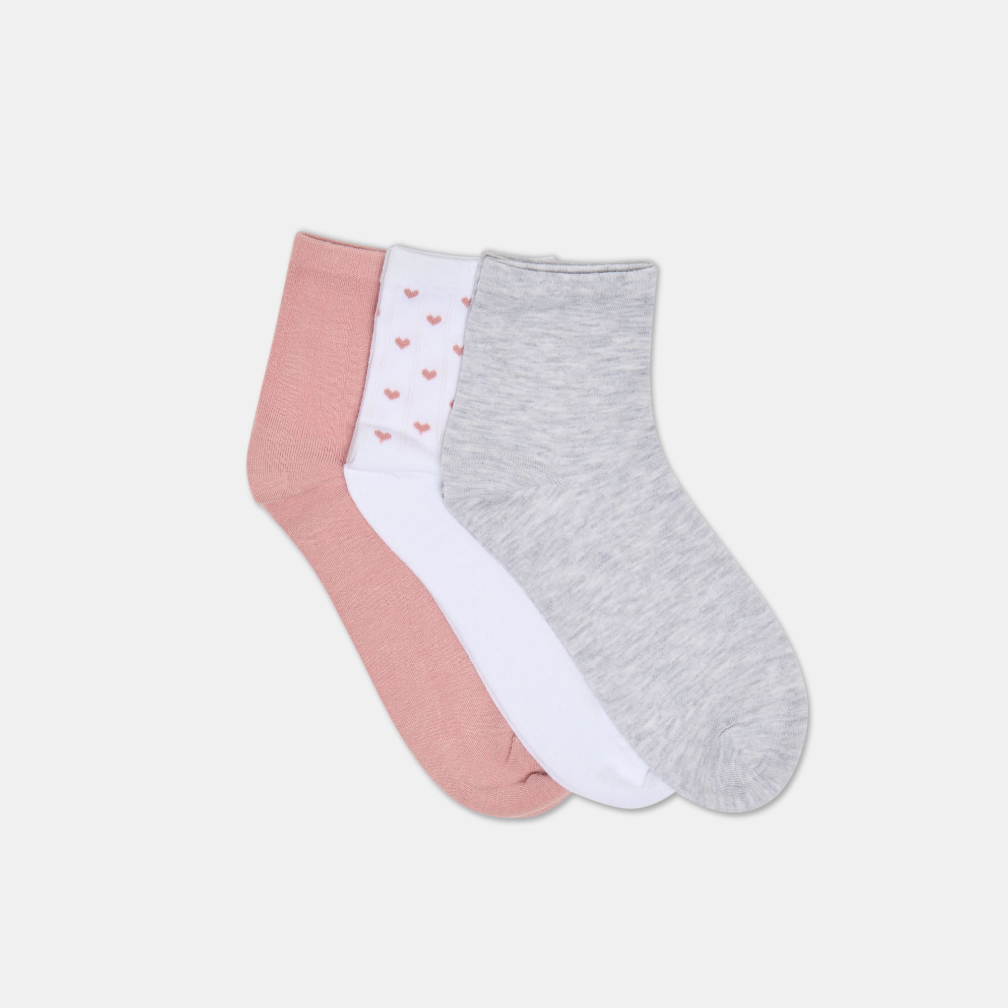 Dolce Vita Sale | 3-Pack Sweet Heart White Pink Anklet Socks