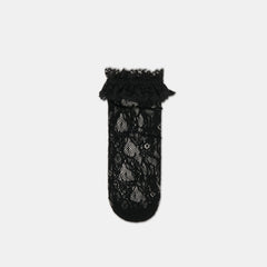 Dolce Vita Sale | Lace Ruffle Black Crew Socks