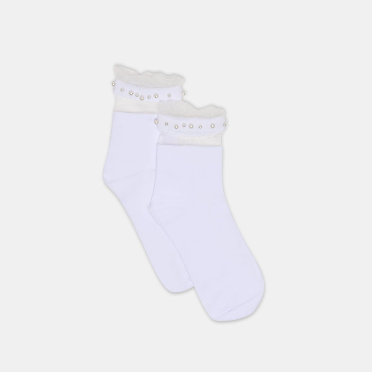 Dolce Vita Sale | Sheer Ruffle White Pearl Anklet Socks