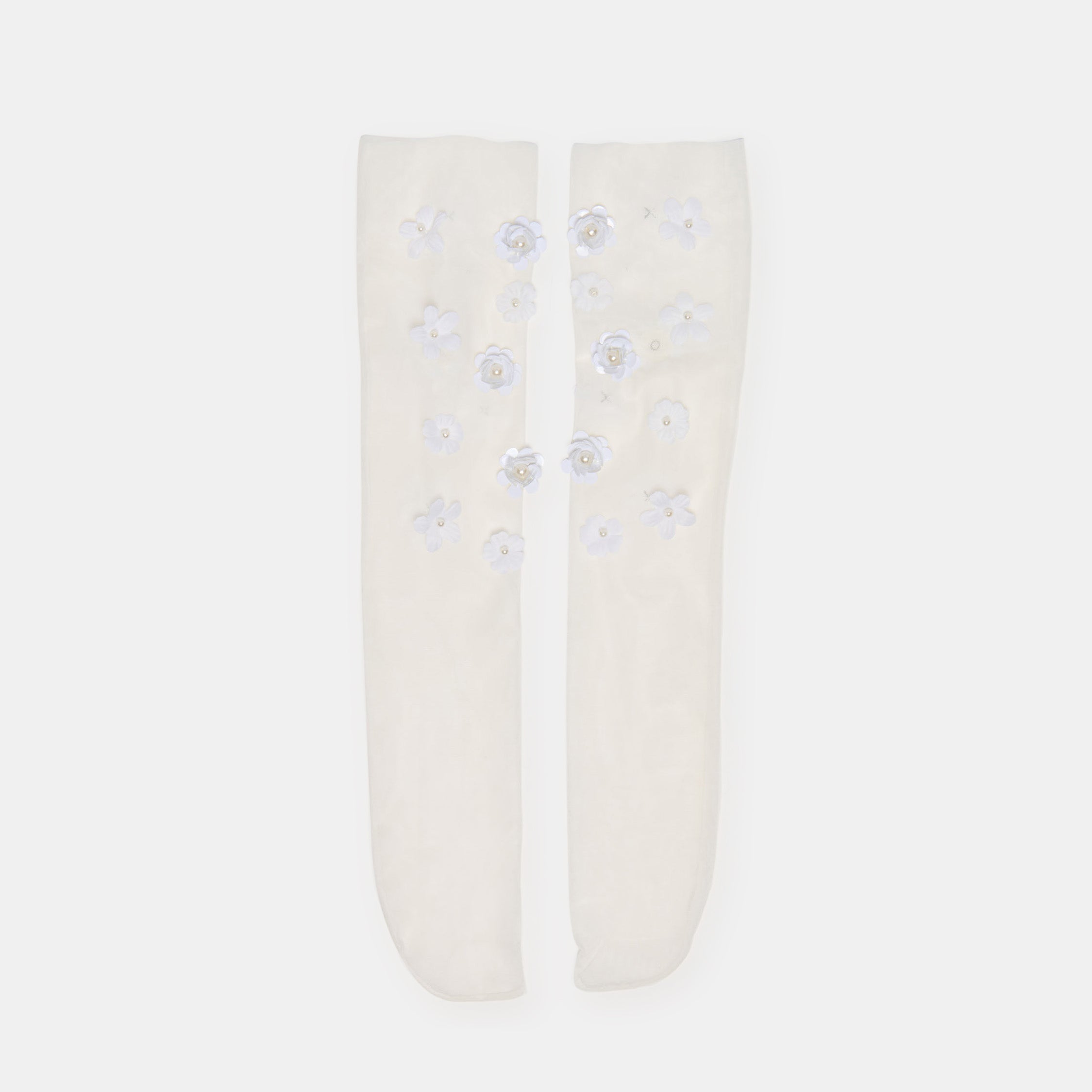 Dolce Vita Sale | Floral Chiffon White Slouch Socks
